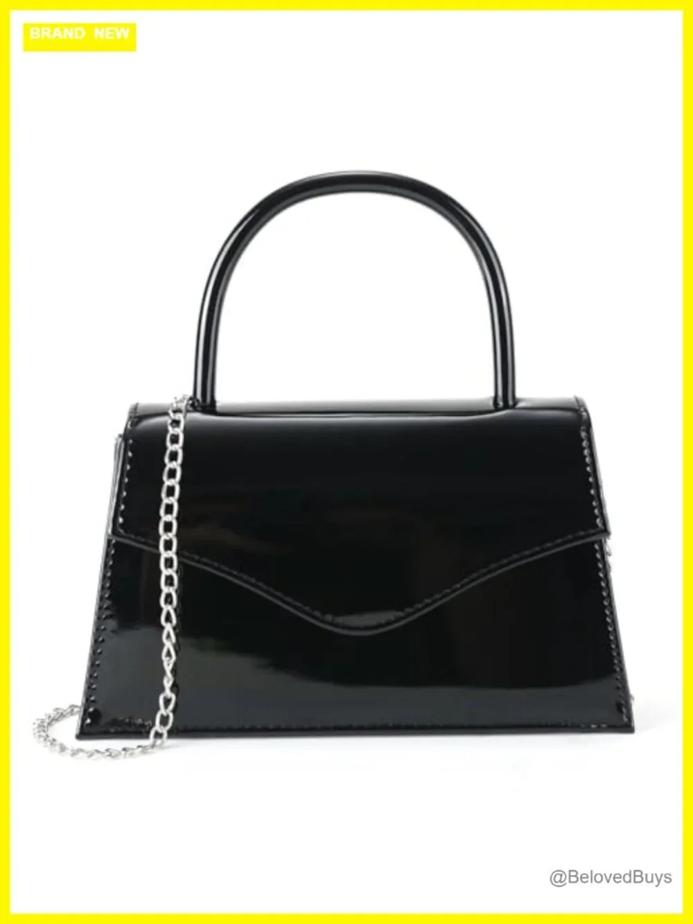 Faux Patent Leather Clutch Purses for Women Top Handle Evening Bag